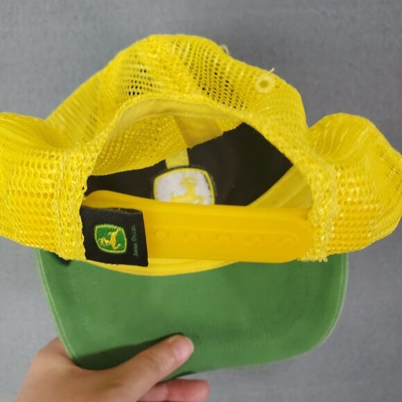 JOHN DEERE Kids Trucker Hat Baseball‎ Adjustable Green Yellow Mesh Cotton - Picture 2 of 9